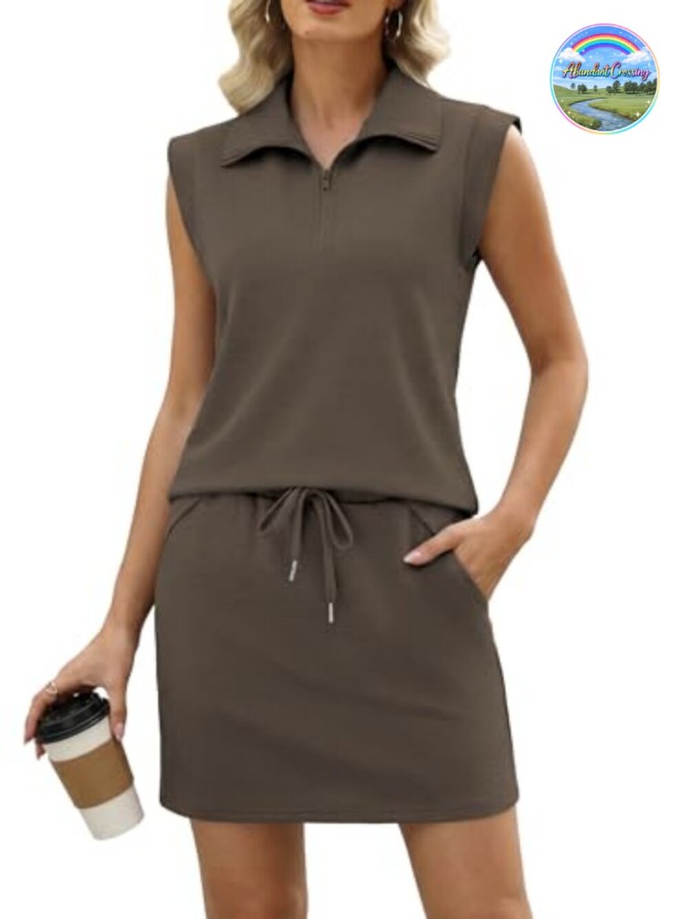 Women's 2 Piece Half Zip Skirt Set Athletic Lounge